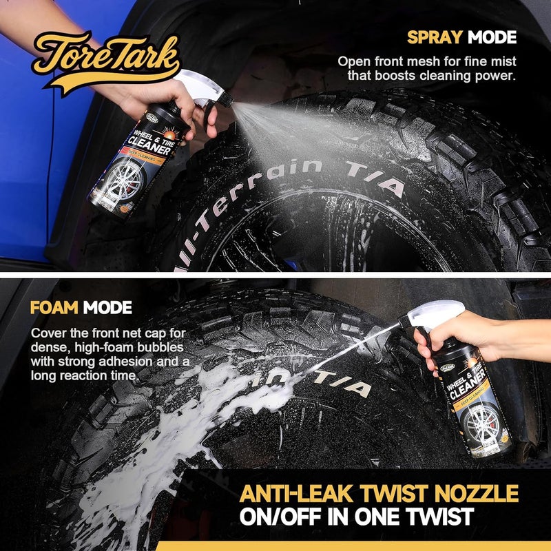 toretark Wheel Cleaner & Tire Cleaner & Rim Cleaner, Professional 3 in 1 Car Wash Iron Remover Cleaning Spray for Car Detailing Supplies 16 Fl Oz - Image 5